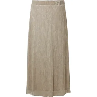Plisseerock in Midilänge mit Glitzergarn - beige - 44