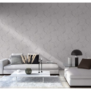 TRENDWALLS Marmortapete weiß grau Marmor Vliestapete in Marmoroptik Moderne und edle Wohnzimmer Tapete Mustertapete hochglänzend glatt