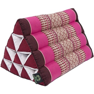 Handelsturm Kleines Thaikissen Dreieck 33 x 20 cm Kissen mit Füllug aus Kapok Dreieckskissen aus Thailand, Dekokissen oder Stütze (Burgunder - pink)