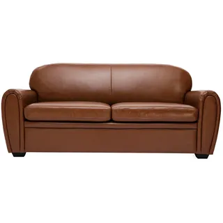 miliboo Schlafcouch Leder 3-Sitzer Braun