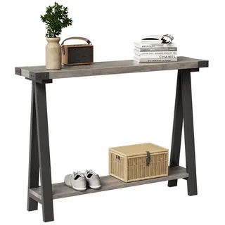 GarveeMore Konsolentisch schmaler Sofatisch Flurtisch Beistelltisch Grau 110x21x80cm grau