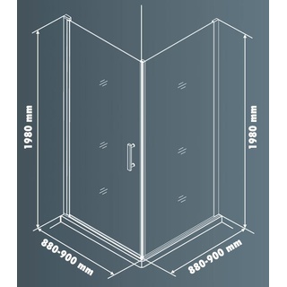 Primaster Pivot-Duschtür mit Seitenwand Easy-6 90 x 90 cm Klarglas