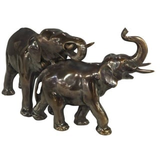 Casa Padrino Dekofigur Bronzefigur / Skulptur Elefanten Paar Bronze 26 x 9 x H. 13 cm - Luxus Dekofiguren