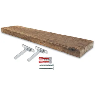 RETIMBER WORKS by de Witte Schwebendes Wandregal 24 Breit / 4-5 cm Dick aus Massiver Altholz Eiche - Eiche Wandregal - Handgefertigte Wandregale - Schwebenden Eichenregale - Regalbretter (60 cm)