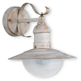 Außenlampe Wandleuchte Außen weiß-gold Wandlampe Außenbeleuchtung Landhausstil