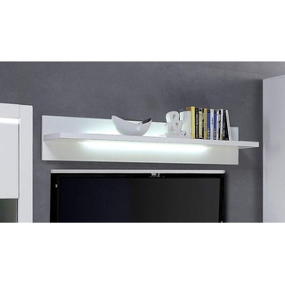 Sconto Forte L-Light Wandregal, Holzwerkstoff, Weiß Hochglanz, 26 x 140 x 24 cm