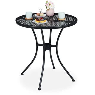 Relaxdays Gartentisch mit Schirmloch Ø 70 x 10,3 cm Schwarz