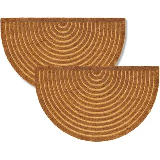 ASTRA Moderne Fußmatte Haustür - Kokosmatte 2er Set 60x90cm Halbrund Natur - rutschfeste Schmutzfangmatte - Fussmatte innen - Türmatte überdachter Außenbereich