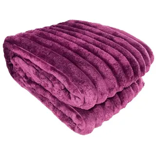 Wohndecke Kuscheldecke Cordoptik 150 x 200 cm mit Flanell & Glitzer Wohndecke, Marabellas Shop, mit breiten Rippen lila