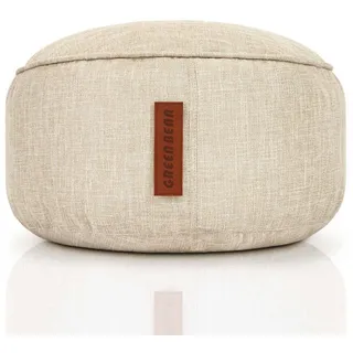 Green Bean Sitzsack-Hocker Home Linen rund 45x25cm mit EPS-Perlen Füllung - Fußhocker Sitz-Pouf für Sitzsäcke - Bodenkissen für Kinder und Erwachsene - Sitzkissen Sitzhocker Sand