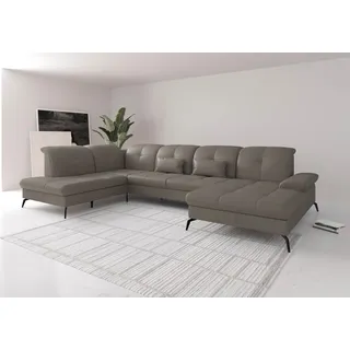 Wohnlandschaft SIT & MORE "Amica, U-Form, inkl. Sitztiefenverstellung und Armteilverstellung", grau (delphine), B:357cm H:90cm T:231cm, Sofas, Wohnlandschaft, wahlweise mit Kopfteilverstellung, Schlaffunktion und Bettkasten