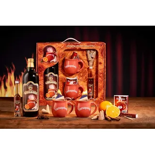 Feuerzangentasse Geschenkset, Wurzelholz, Terracotta - für Feuerzangenbowle
