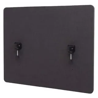 Mendler Akustik-Tischtrennwand HWC-G75, Büro-Sichtschutz Schreibtisch Pinnwand, doppelwandig Stoff/Textil ~ 60x75cm braun-grau