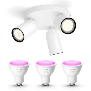 Philips Myliving Pongee Aufbaustrahler - Weiß - 3 Leuchtpunkte - Inkl. Philips Hue White & Color Ambiance GU10