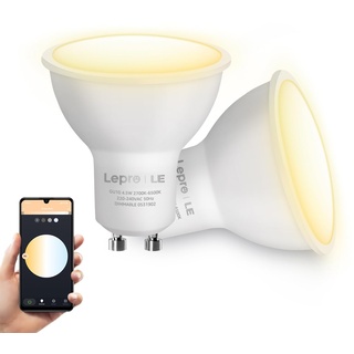 Lepro GU10 Smart LED Lampen, Alexa Glühbirne Dimmbar Warmweiß und Kaltweiß, LED Leuchtmittel (4.5W=50W Halogenglühlampe), kompatibel mit Alexa und Google Home, 2 Stück