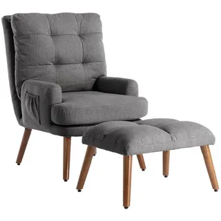 BlingBin Relaxsessel Loungesessel (Set, 2-St., mit Fußstütze, Rückenlehne 10-stufig verstellbar), mit Relaxfunktion grau