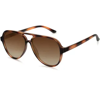 SOJOS Polarisiert Sonnenbrille Damen Herren Retro Oval Brille 70er Vintage Groß Sonnenbrille SJ2201 mit UV400 Schutz, Schildkröte Braun Rahmen/Braun Linse - 58 Millimeter