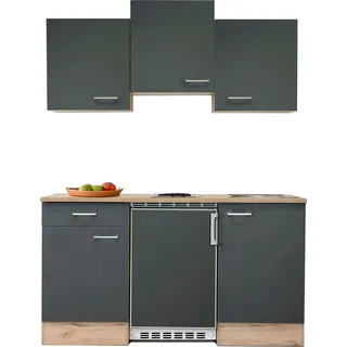 Flex-Well Küchenzeile Morena 150 cm E-Geräte basaltgrau/san remo eiche
