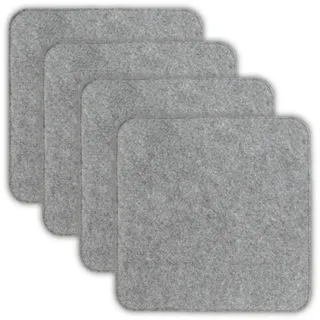 VOSSBACH Sitzkissen Stuhlkissen Set Sitzauflage Filzkissen, Filz Eckig 35 x 35 cm mit Antirutschnoppen grau