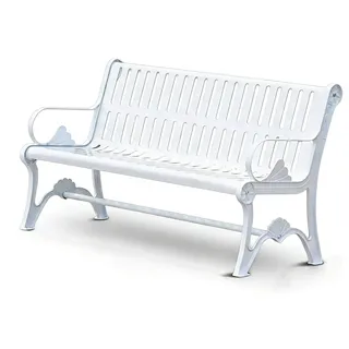 LLZJDDPLY Gartenbank Wetterfest, Verzinkte und Stahlintegrierte Gartenbank Metall mit Rückenlehne und Armlehnen, Wetterfest und Rostfrei, für Park, Garten, Hof und Rasen – Tragkraft: 500 kg(White)