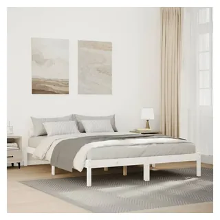 vidaXL Massivholzbett 140 x 220 cm Weiß