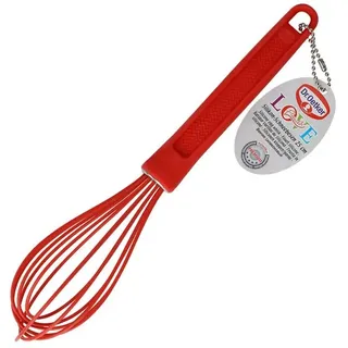 Dr. Oetker Silikon-Schneebesen FLEXXIBLE LOVE, praktischer Rührbesen aus hochwertigem Platinsilikon, spülmaschinengeeignet, handlicher Ballonschneebesen, aufhängbar (Farbe: Rot), Menge: 1 Stück