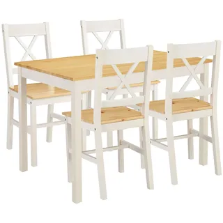 OTTO home Essgruppe OTTO HOME "Willow", weiß (natur, weiß, natur, weiß), B:108cm H:73cm T:70cm, Massivholz, Sitzmöbel-Sets, Essgruppe, Esstisch mit 4 Stühlen, aus massivem Kiefernholz