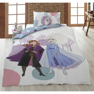 Aymax Bettwäsche Eiskönigin für Einzelbett, Bettbezug 160 x 210 cm + Kissenbezug 65 x 100 cm, 100 % Baumwolle, Schweizer Größe