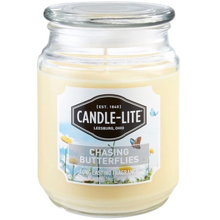 Candle-Lite Duftkerze im Glas mit Deckel | Chasing Butterflies | Duftkerze Rose | Kerzen lange Brenndauer (bis 110h) | Kerzen Gelb | Duftkerze Groß (510g)