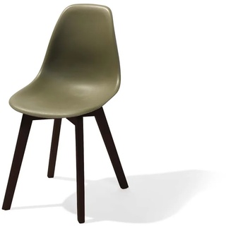 Essentials Keeve Stapelstuhl grün ohne Armlehne - 4er-Set - Gestell aus Birkenholz und Sitz aus Kunststoff - 47x53x83cm (LxBxH)