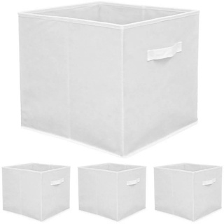 DuneDesign Aufbewahrungsbox »Faltbox Set 4 Boxen mit Stoffgriff Regalbox«, Kallax Faltboxen weiss