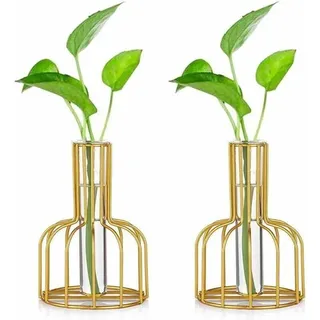 Mini-vasen-set, Kleine Vasen Für Tischdekoration, Moderne Hydrokultur-vase Für Knospenblumen, Glasvase, Reagenzgläser (gold) – Fei Yu