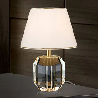 ORION Tischlampe Alexis, creme / amber, für Wohn- / Esszimmer, Kristall, Tischlampe - 33 cm - 33 cm - 46 cm