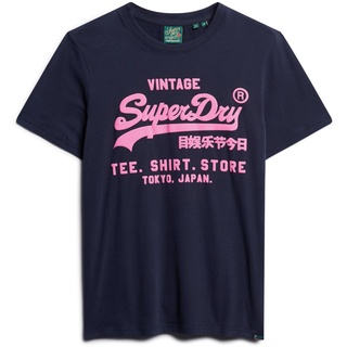 Superdry Herren T-Shirt - Neon Vintage Logo Tee, Baumwolle, Rundhals, Logo, einfarbig Dunkelblau 3XL