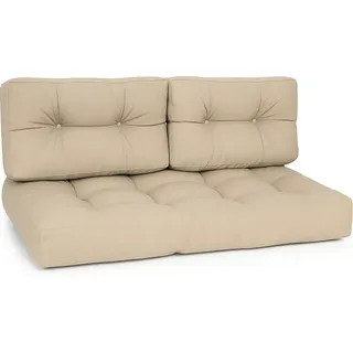 Palettenkissen Outdoor 1x Sitzkissen & 2x Rückenkissen, Natur