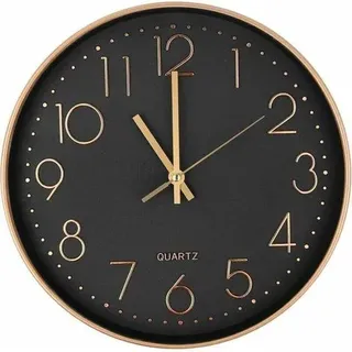 Moderne, Geräuschlose Quarz-wanduhr 25 Cm, Runde Wanduhr Mit Übergroßen Ziffern (roségold)