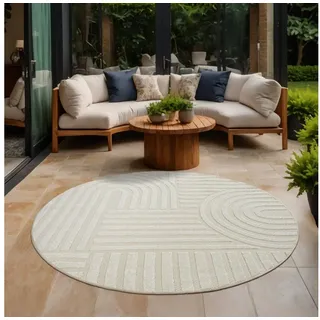 Sanat Teppich »Berlin«, rund, 6 mm Höhe, In -und Outdoor geeignet, Außenbereich,Terasse, Balkon, modern, beige