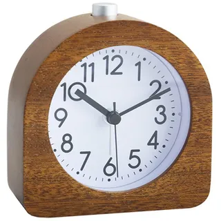 Qomcsrl Ohne Ticken Retro Holzwecker mit Zifferblatt Wecklicht Leise Tischuhr mit Schlummerfunktion A