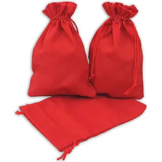 Frau WUNDERVoll® 12 Geschenksäckchen rot 15 x 10 cm Baumwolle Adventskalender Säckchen Stoffbeutel zum Basteln und befüllen Gastgeschenk Hochzeit