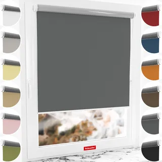 Schuette® Verdunkelungsrollo ohne Bohren/mit Bohren 2in1 ● Thermo Rollo Kollektion: Shadow Grey (Grau) ● 35 x 130 cm (Breite x Höhe) ● Suprafix Klemmrollo = Klemmfix 2.0 ● 60s Montage mit Video