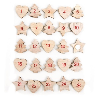 Logbuch-Verlag 1-24 + 1 Aufkleber Adventskalender Zahlen Holz Nummern mit Klebepunkt Basteln selbstgemachter Weihnachtskalender 2,5 cm