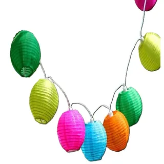 Lampion Papier Lichterkette 10 LED bunt L.2,85 m
