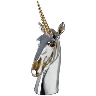 Gilde Dekoeinhorn Skulptur Aurex silberfarben
