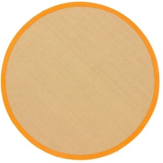 Sisalteppich Sisal, carpetfine, rund, Höhe: 5 mm, mit farbiger Bordüre, Anti-Rutsch Rückseite orange Ø 120 cm x 5 mm