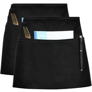 Küchenschürzen, Kellnerschürze, Schwarze Schürze Mit Verstellbarem Riemen Und 3 Taschen, Kurze Schürze Für Damen Und Herren, Kellnerschürze, 2er-pack