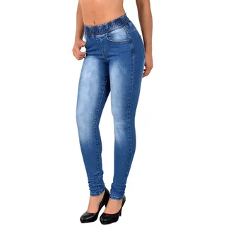 ESRA Skinny Jeans Damen High Waist Stretch Jeans Damen Jeggings Damen Stretch elastischer Gummi-Bund Übergröße Puls Size J291 - 48