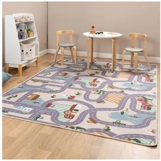Steffensmeier Kinderteppich Matteo, Rechteckig, Straßenteppich, Kinderzimmer beige 200 cm x 300 cm