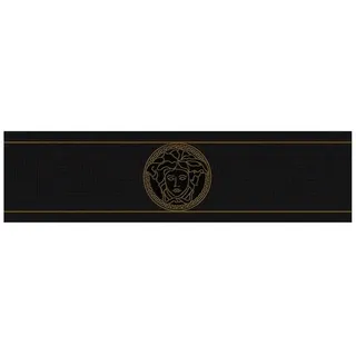 Profhome Exklusive Luxus Tapete Ornament glänzend 0,13 m x 5,00 m 0,65 m2 Schwarz/Gold 935224-GU