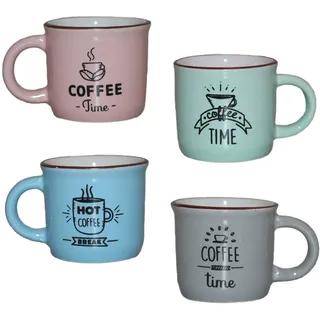 Gall & Zick Espressotassen Set 4 teilig – Retro Design Keramik Espresso Tassen ca 80 ml – Italienischer Kaffeegenuss – Spülmaschinenfest & Mikrowellengeeignet – Perfekt für Kaffeeliebhaber