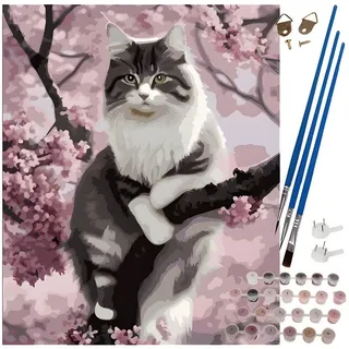 MAALEO Malen nach Zahlen Leinwand Katze